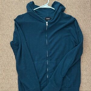 Monrow Teal Zip-Up Hoodie